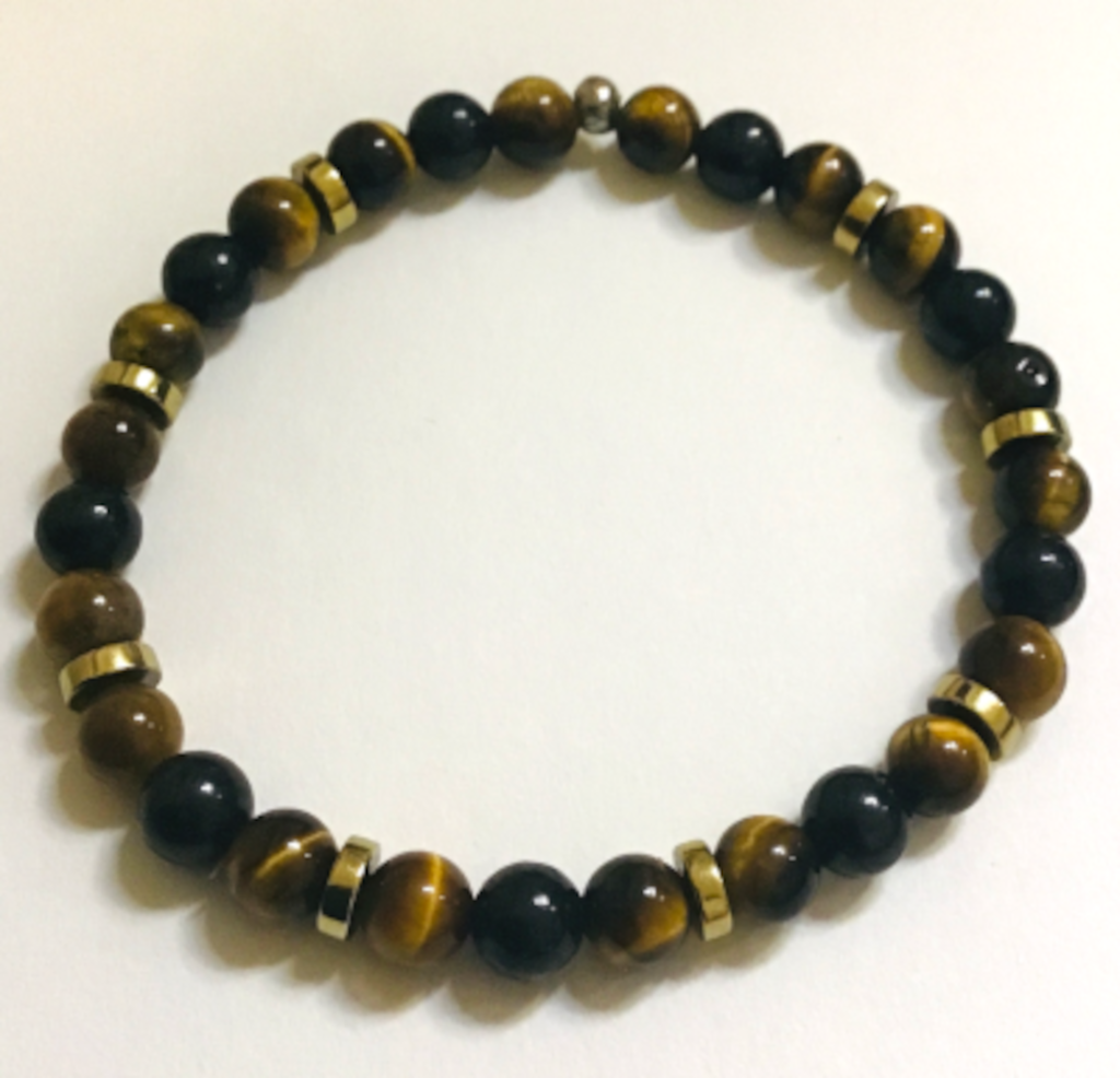 Tiger's Eye and Shungite with Hematite Bracelet 6mm