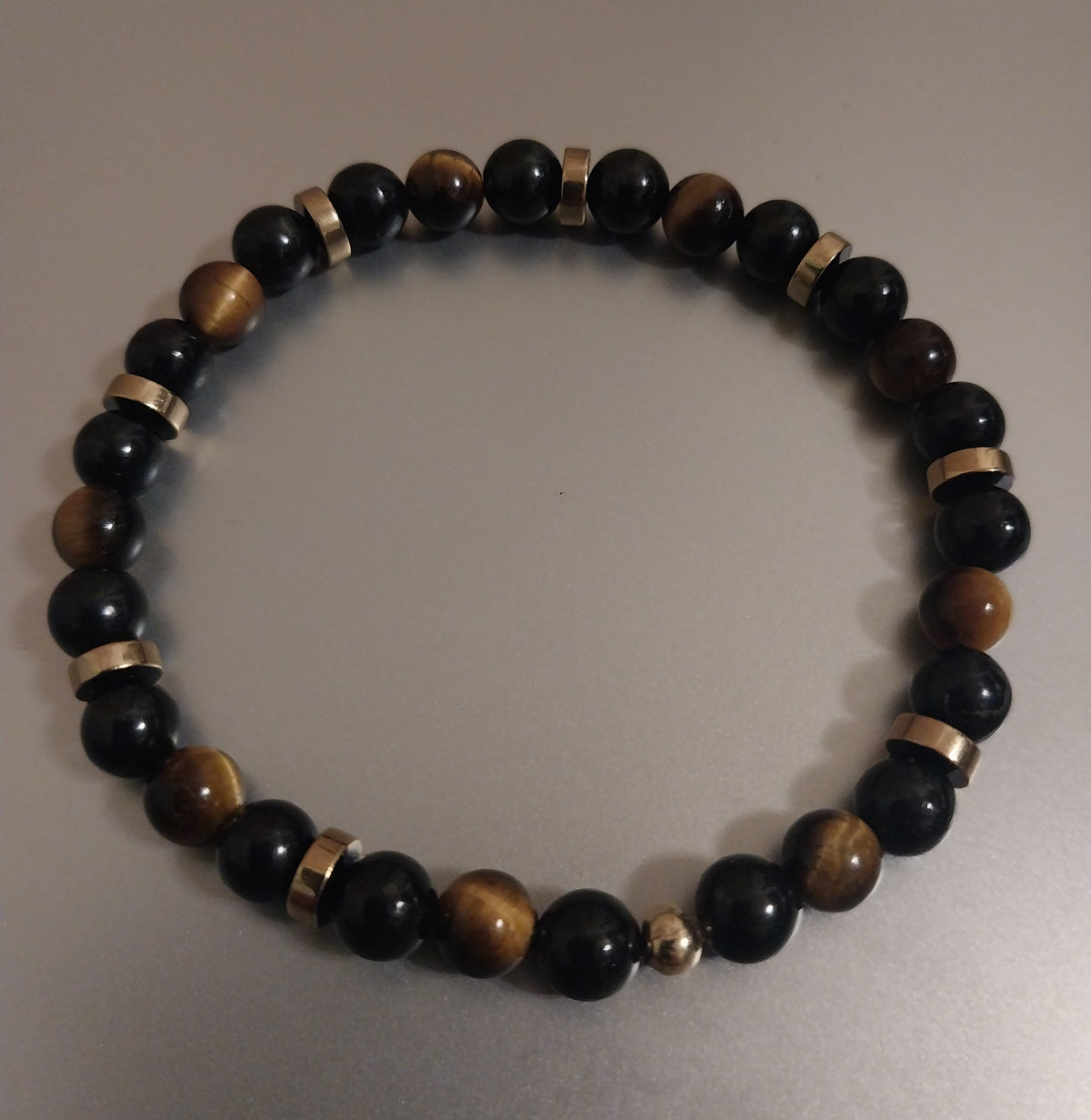 Shungite and Tiger's Eye with Hematite Bracelet 6mm