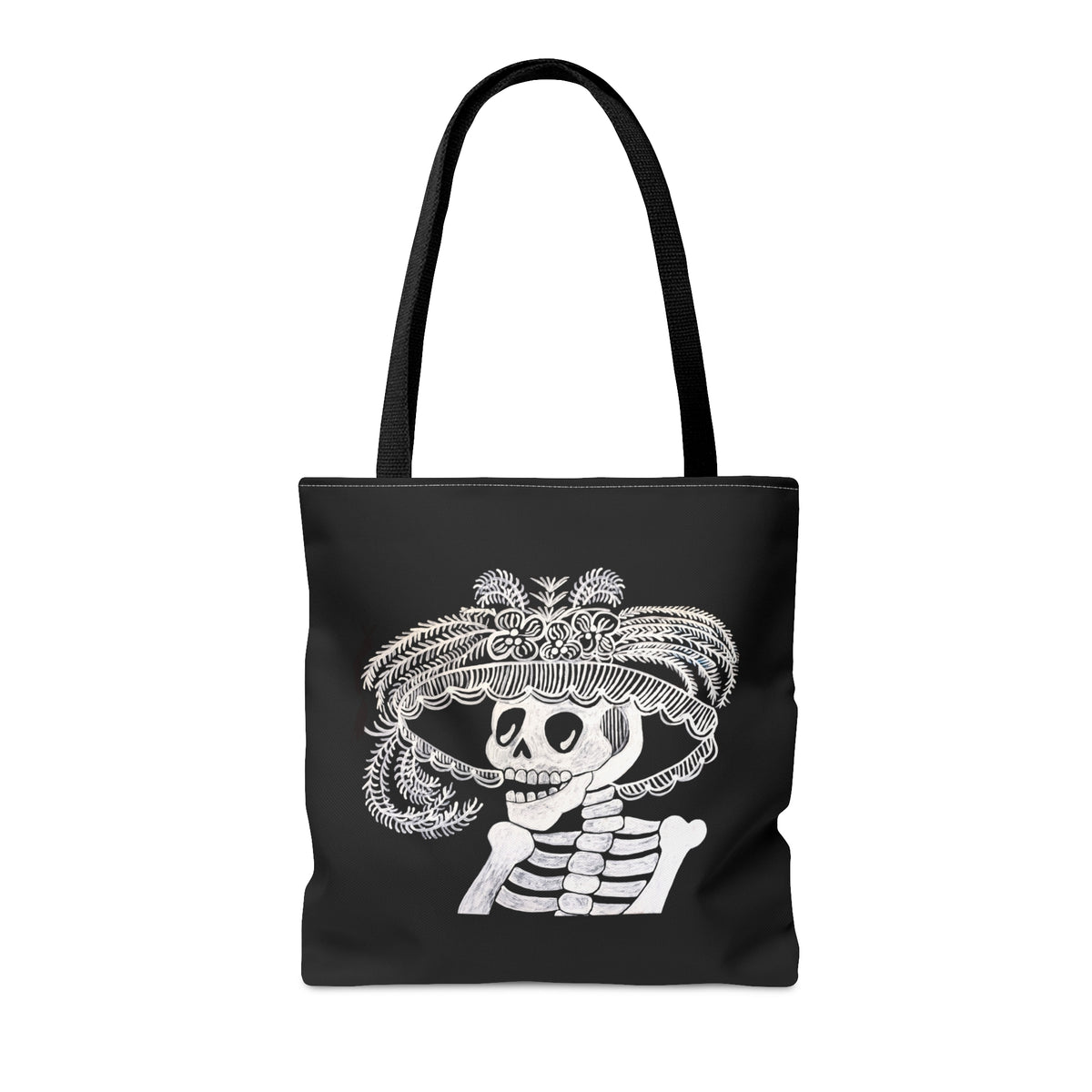 Catarina Day Of The Dead Dia De Los Muertos Skeleton Black and White Portrait Tote Bag