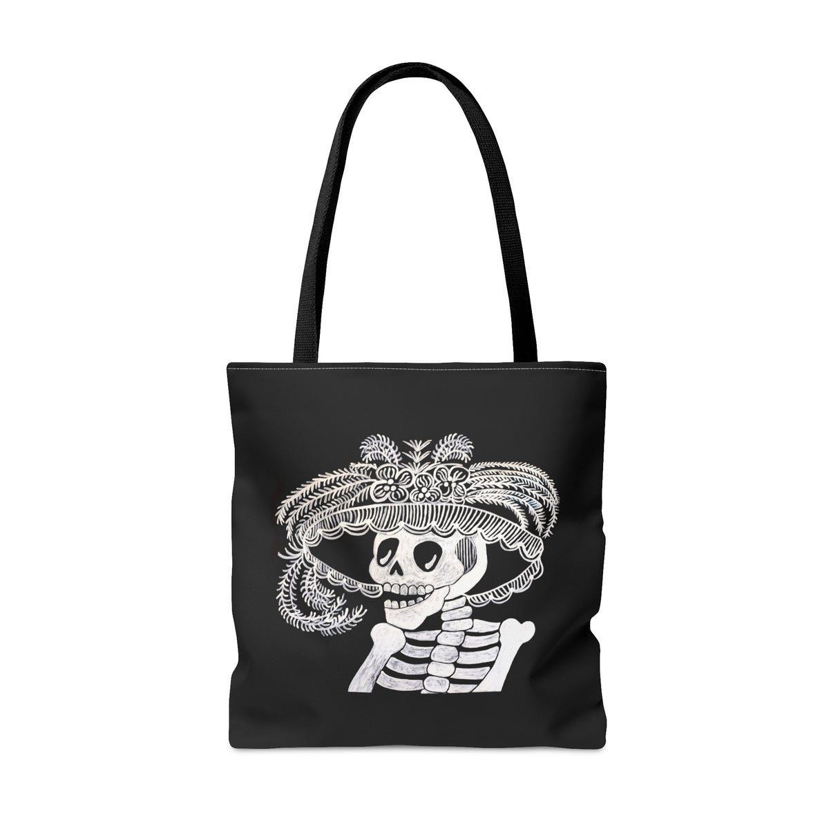 Catarina Day Of The Dead Dia De Los Muertos Skeleton Black and White Portrait Tote Bag