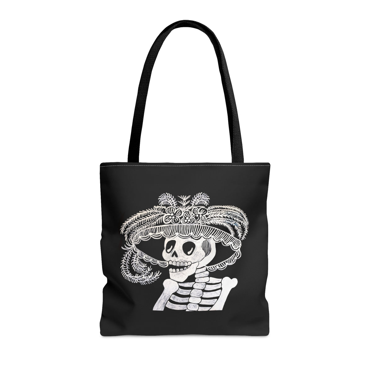Catarina Day Of The Dead Dia De Los Muertos Skeleton Black and White Portrait Tote Bag