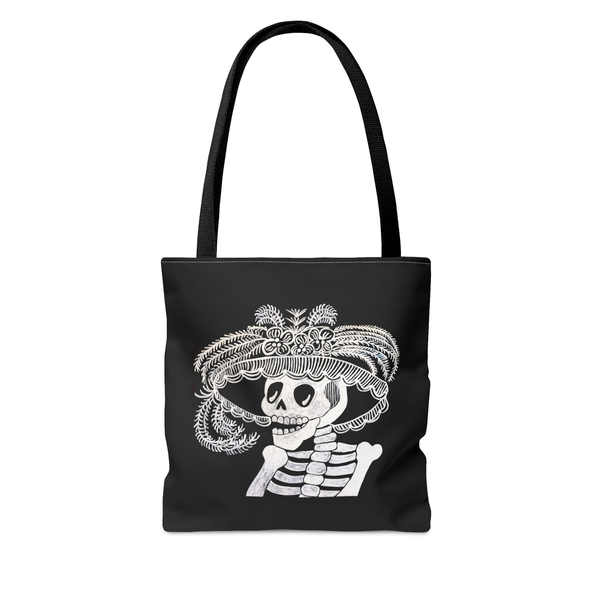 Catarina Day Of The Dead Dia De Los Muertos Skeleton Black and White Portrait Tote Bag