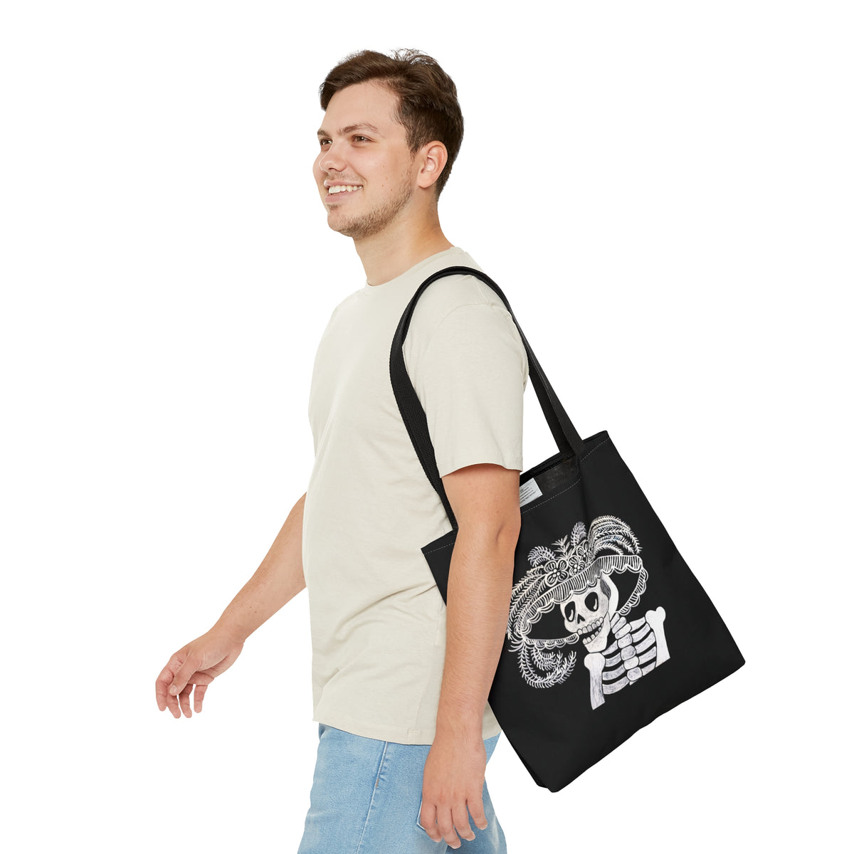 Catarina Day Of The Dead Dia De Los Muertos Skeleton Black and White Portrait Tote Bag