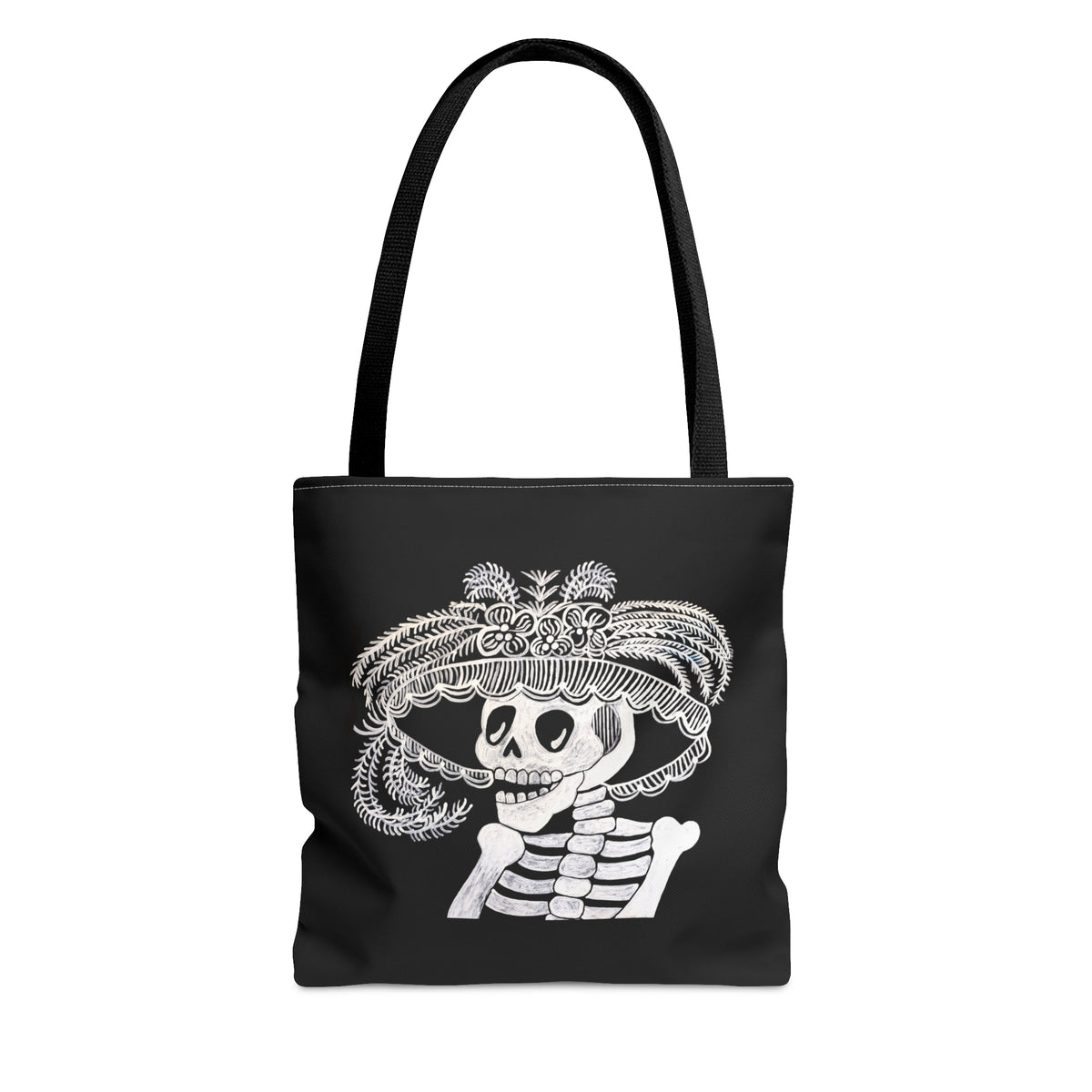 Catarina Day Of The Dead Dia De Los Muertos Skeleton Black and White Portrait Tote Bag
