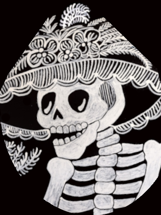 Skeleton Day Of The Dead Dia De Los Muertos Catarina Halloween Oval Necklace