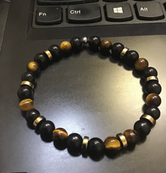 Shungite and Tiger's Eye with Hematite Bracelet 6mm