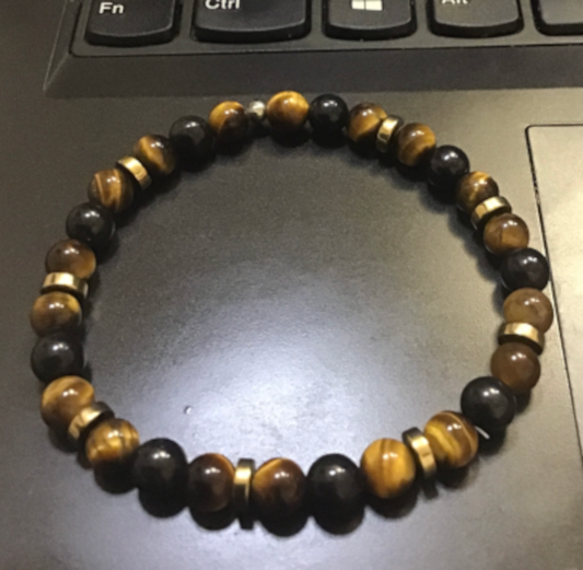 Tiger's Eye and Shungite with Hematite Bracelet 6mm